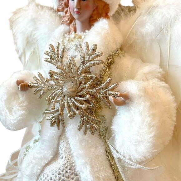 Christmas Angel Tree Topper 16in White & Gold Holiday Glam 34th & Pine NEW - Picture 5 of 10